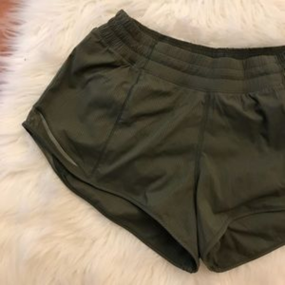 Lululemon Fatigue Green Hotty Hot Shorts Size 4